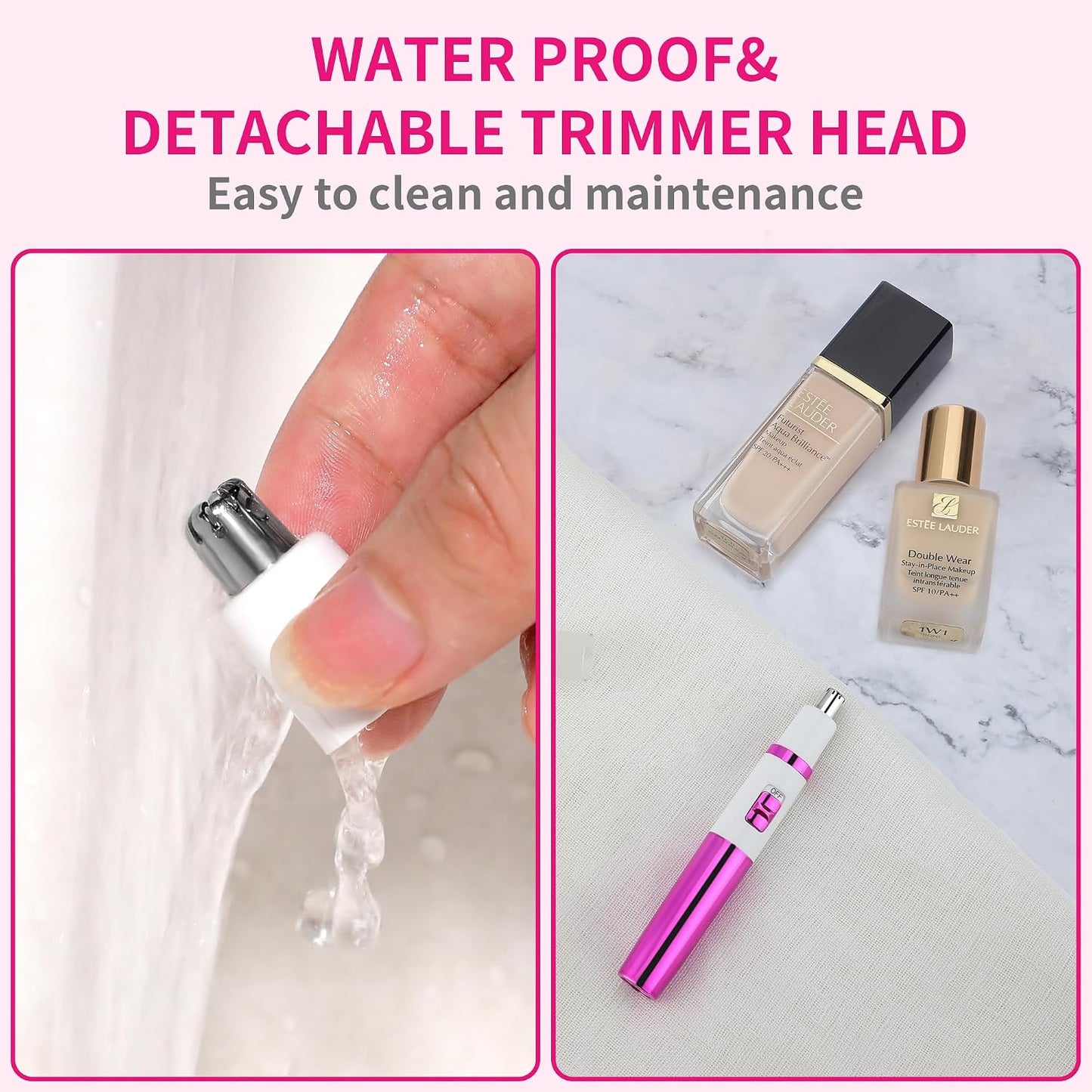 Ear and Nose Hair Trimmer for Women - Professional Painless Clipper | Waterproof, Dual Edge Blades, Battery-Operated