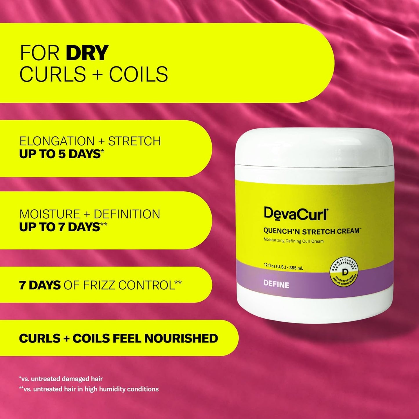 DevaCurl Quench'n Stretch Cream - Moisturizing Curl Defining Cream | Non-Crunchy, Non-Stiff Formula