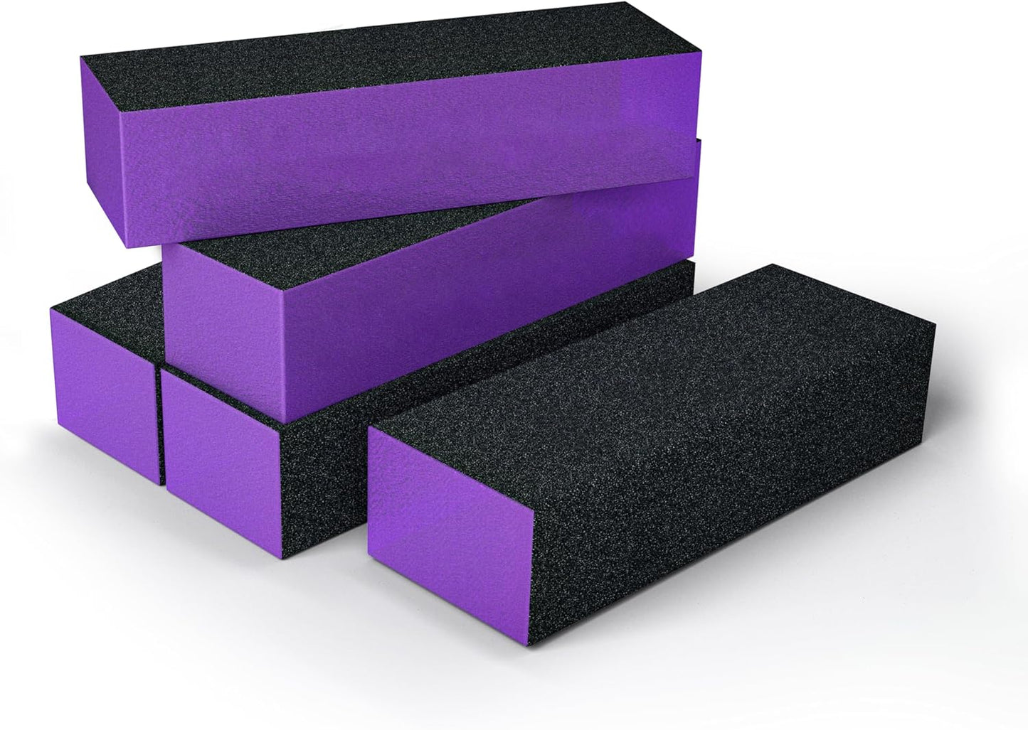 Nail Buffer Sanding Block Set - 100/100/180 Grit for Acrylic Nail Art | 5 Pcs in Black & Purple