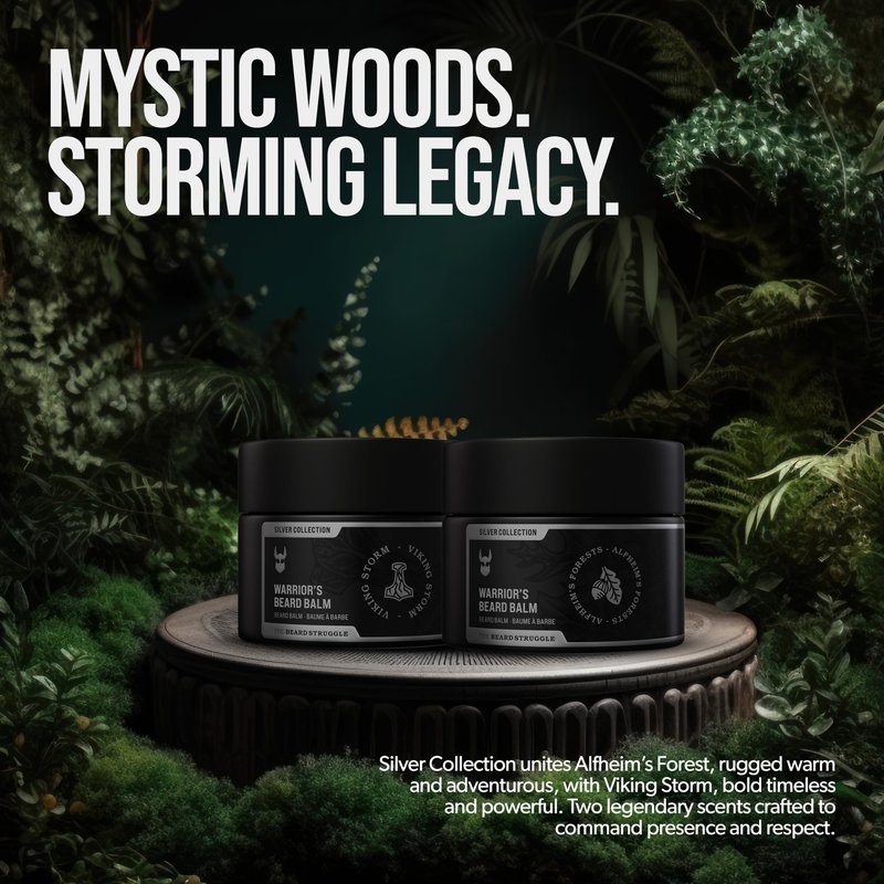The Beard Struggle Warrior’s Beard Balm - Platinum Collection, Vanir's Wisdom - Non-Greasy Low-Hold Formula, Luxurious Cologne-Grade Fragrances 100% Natural and Plant-Based Ingredients - 50g
