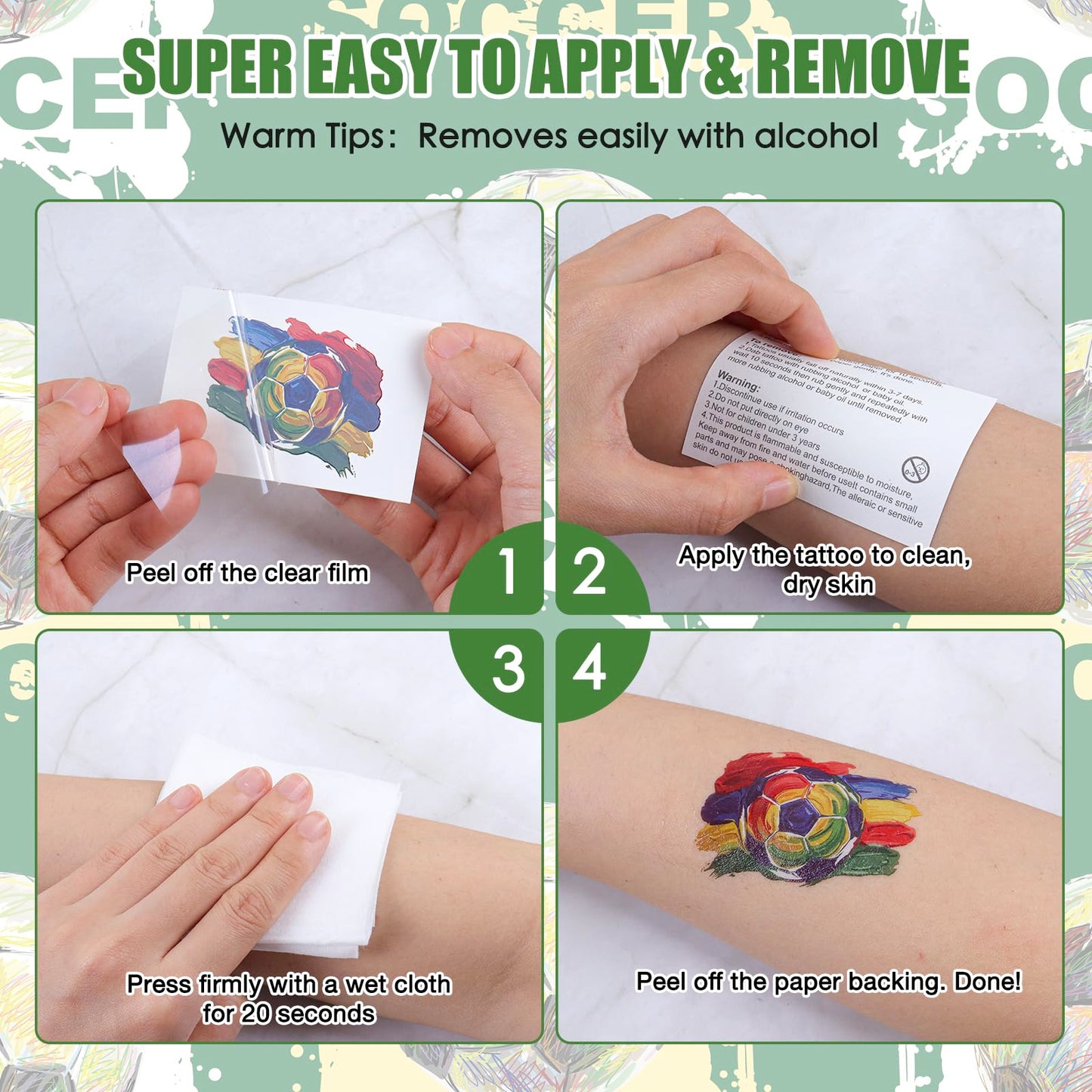 45 Pcs Soccer Tattoos - World Cup Temporary Tattoos for Adult，Teens，Soccer Party Favors Sports Themed Supplies Fake Tattoo Stickers，World Cup 2026 Merchandise
