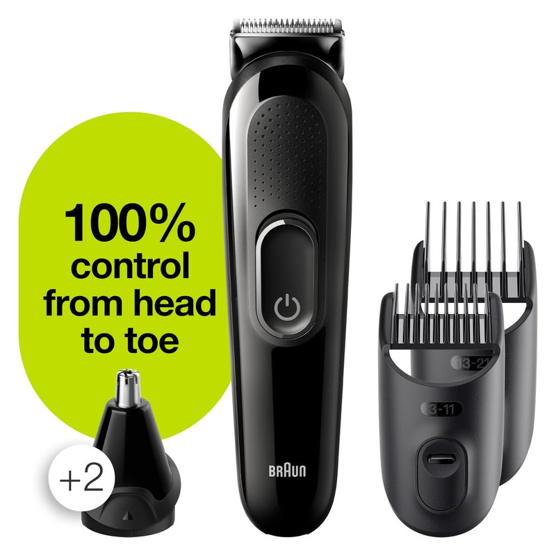 Braun Hair Clippers for Men MGK3220, 6-in-1 Beard Trimmer, Ear and Nose Trimmer, Mens Grooming Kit, Cordless & Rechargeable