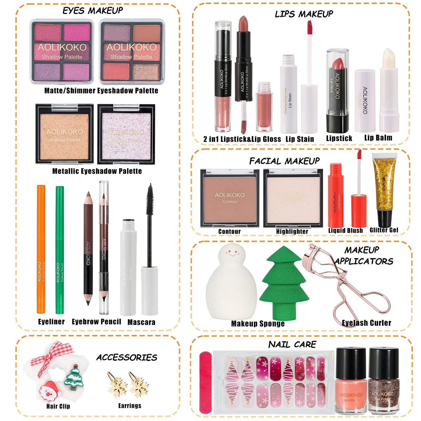 24 Pcs Makeup Kit for Women & Teen Girls, Full Makeup Sets Gift with Eyeshadow, Blush, Lipstick, Mascara, Eyeliner, Glitter, Highlighter, Accessories