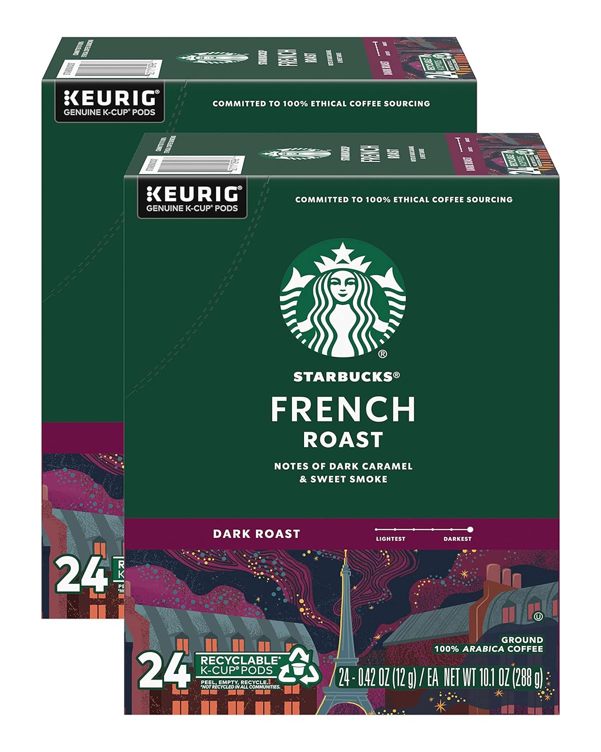 Starbucks K-Cup Coffee Pods - Dark Roast French Roast for Hot or Iced Coffee | 96 Count