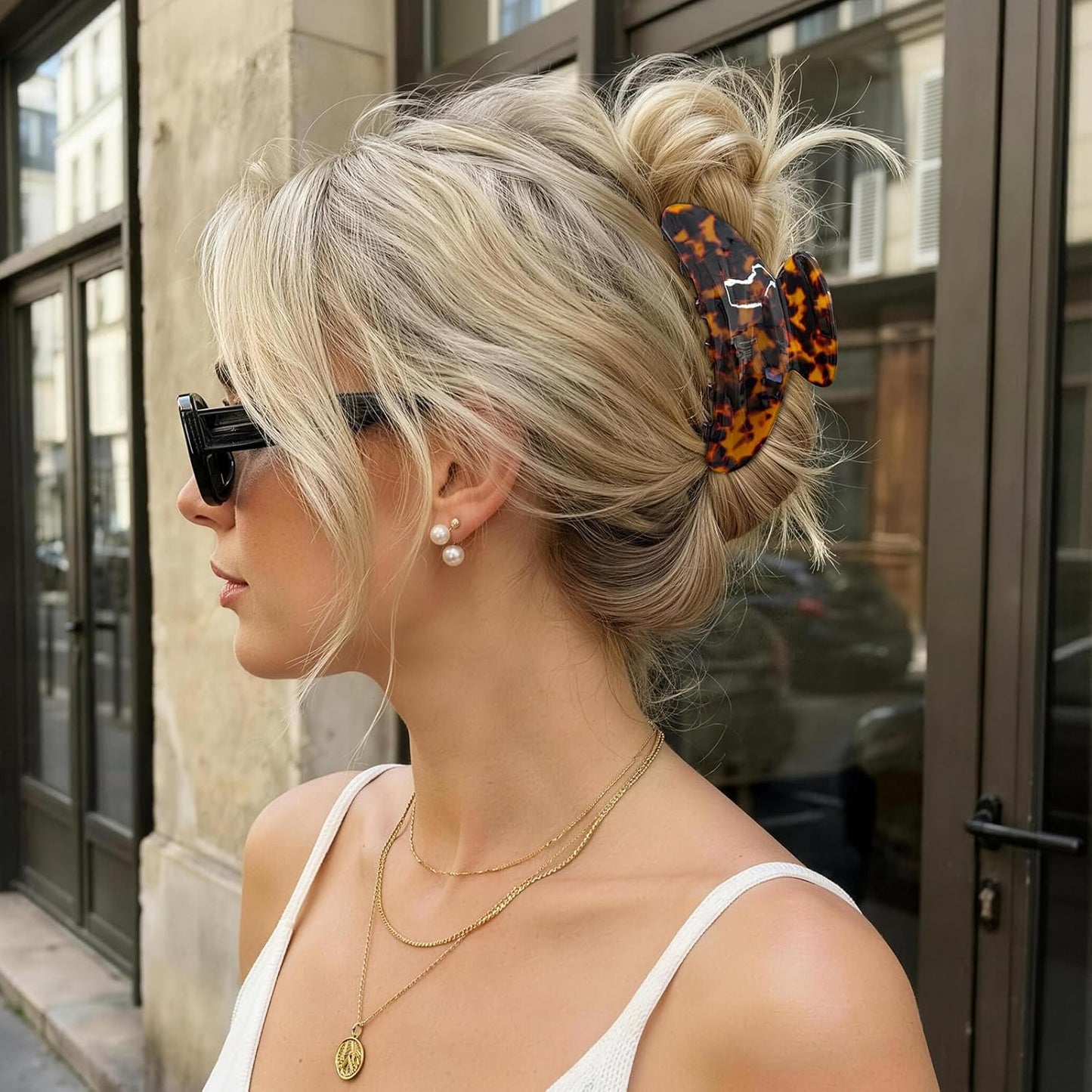 Large Acetate Hair Claw Clips - 2 Pack Tortoise Shell & Leopard Print | 4 Inch Non-Slip Strong Hold for Women & Girls