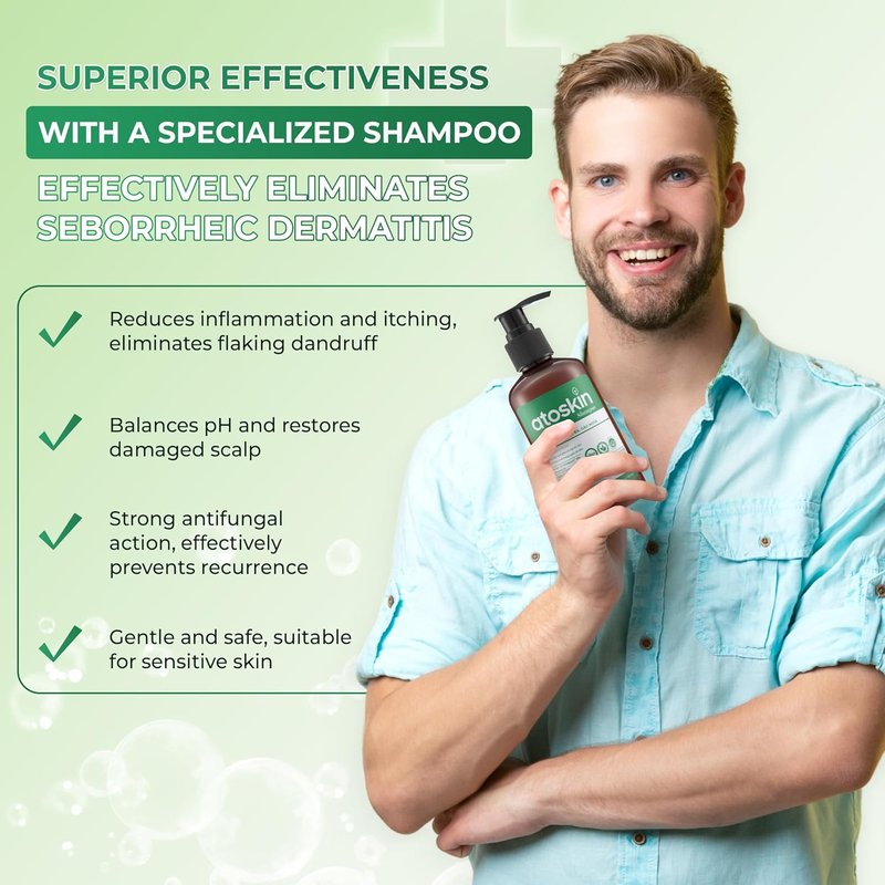 Atoskin Shampoo for Seborrheic Dermatitis - Reduces Oil & Enhances Scalp Comfort | 6.8 oz
