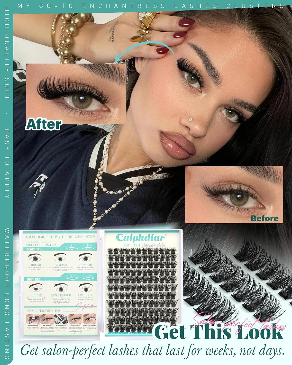 Eyelash Extensions - Enchantress Volume Cluster Lashes | Wispy 10-18mm D-Curl Soft Band for Easy DIY Application