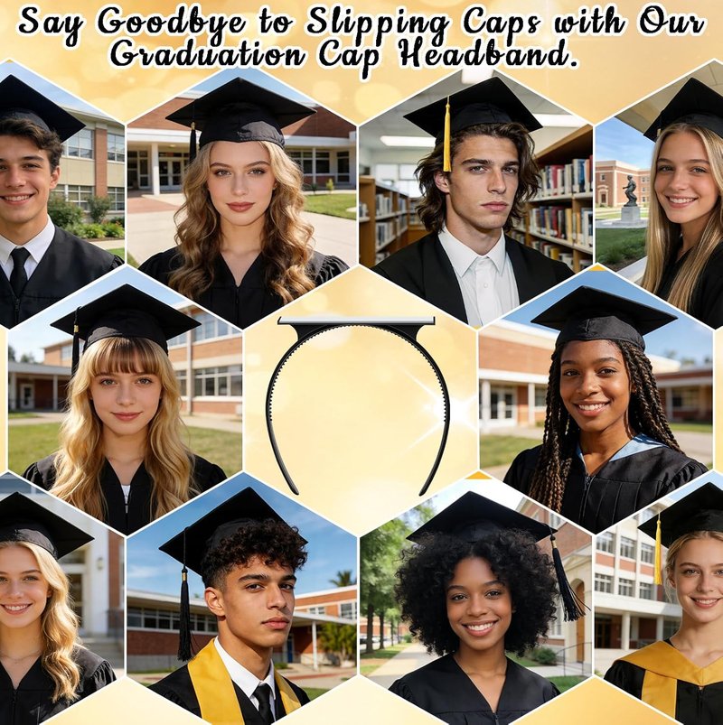 Graduation Cap Headband - Secure Your Grad Cap & Maintain Hairstyle | Perfect Hat Accessory for Graduates