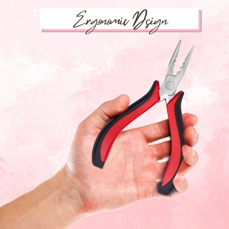 SIVOTE Nano Ring Plier with Grip – 3 Holes Mini Hair Extension Pliers for Beads – Professional Hair Pliers for Micro Nano Ring Hair Extensions & Bead Removal Tool