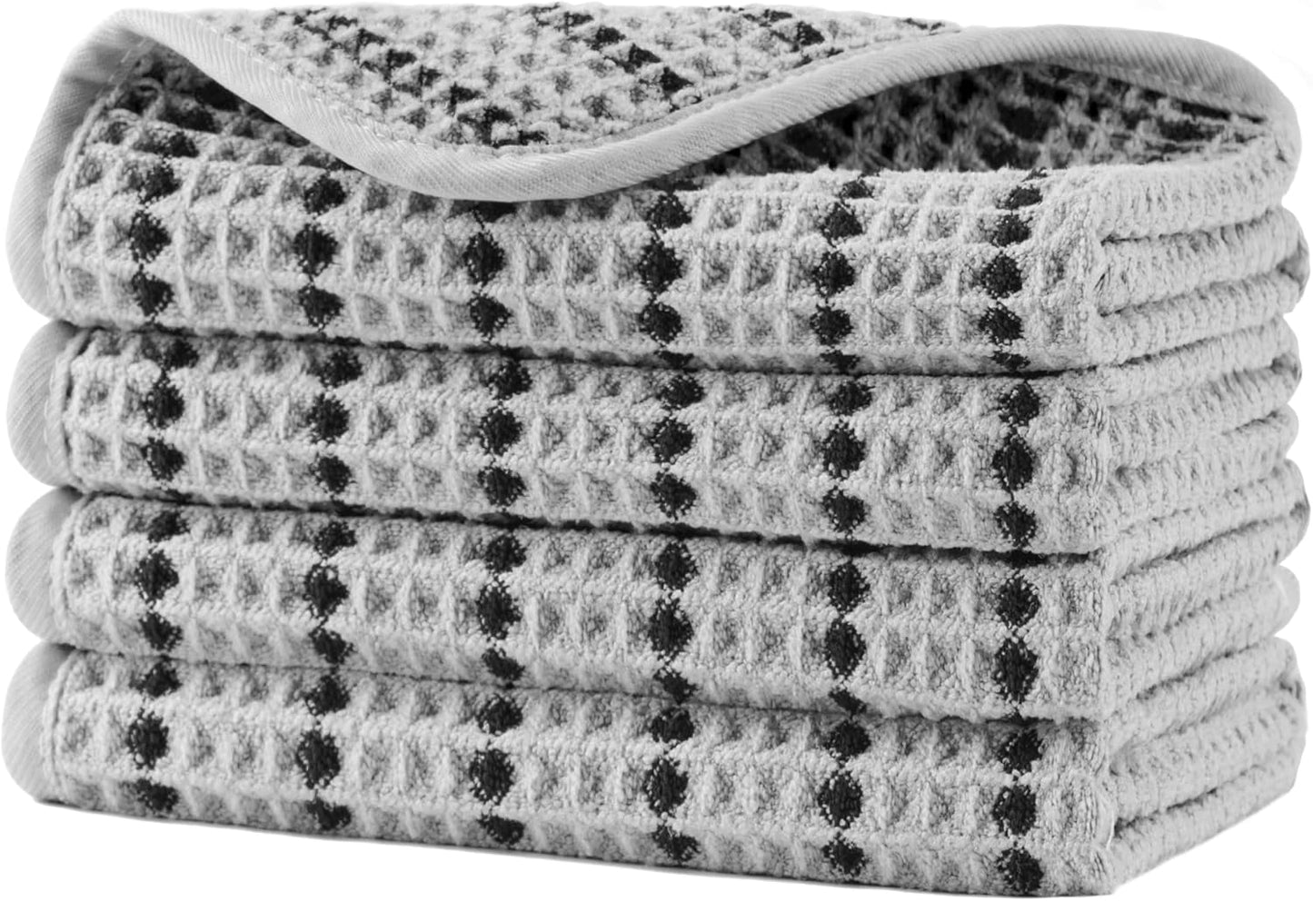 Microfiber Washcloths - Lint-Free Face Towels, 430 GSM | 13 x 13 in, 4 Pack - Waffle Weave