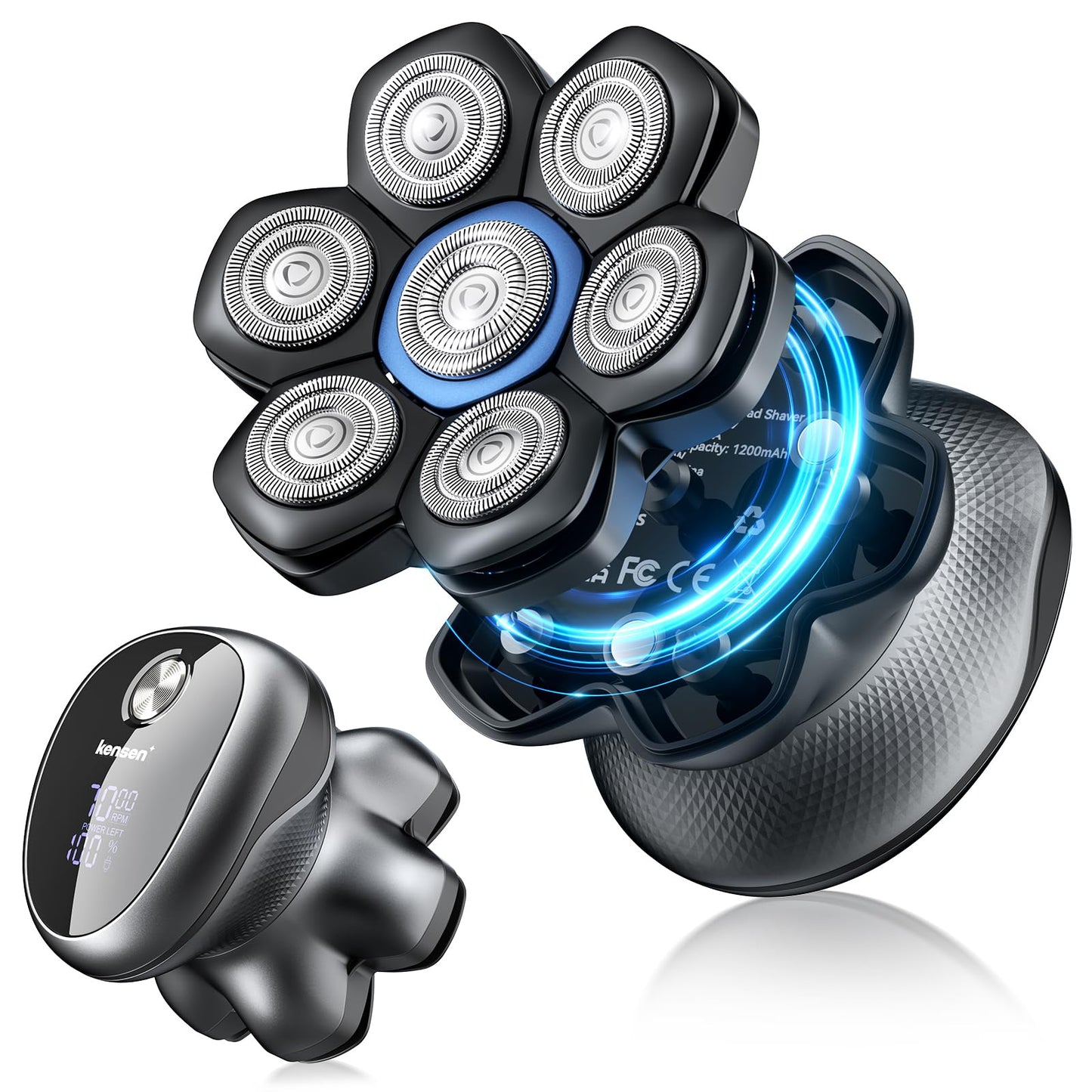 7D Head Shavers for Bald Men - 2026 New Dual Speed Electric Shaver, Bald Head Shaver with Magnetic Shaver Head IPX6 Waterproof Wet/Dry Use Shaving Balding Clipper LED Display Ink Black