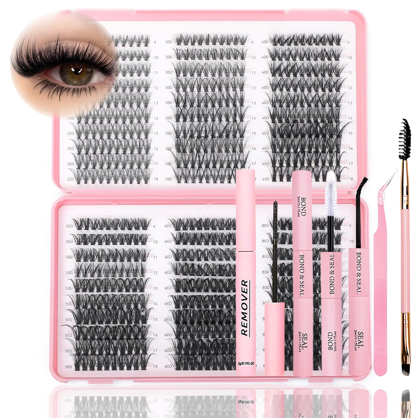 Eyelash Clusters Kit - 560 Pcs Fluffy D Curl Individual Lash Extensions | 9-16mm Length