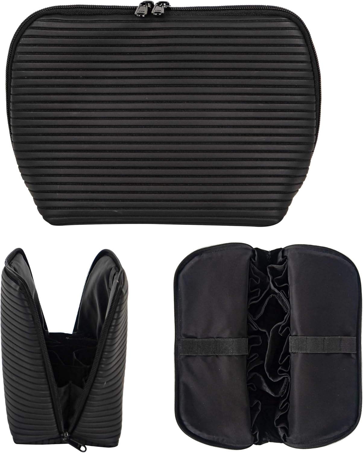 Travel Makeup Bag - Waterproof Stand-Up Cosmetic Organizer with Brush Holders | Large Brown Design for Skincare & Toiletries
