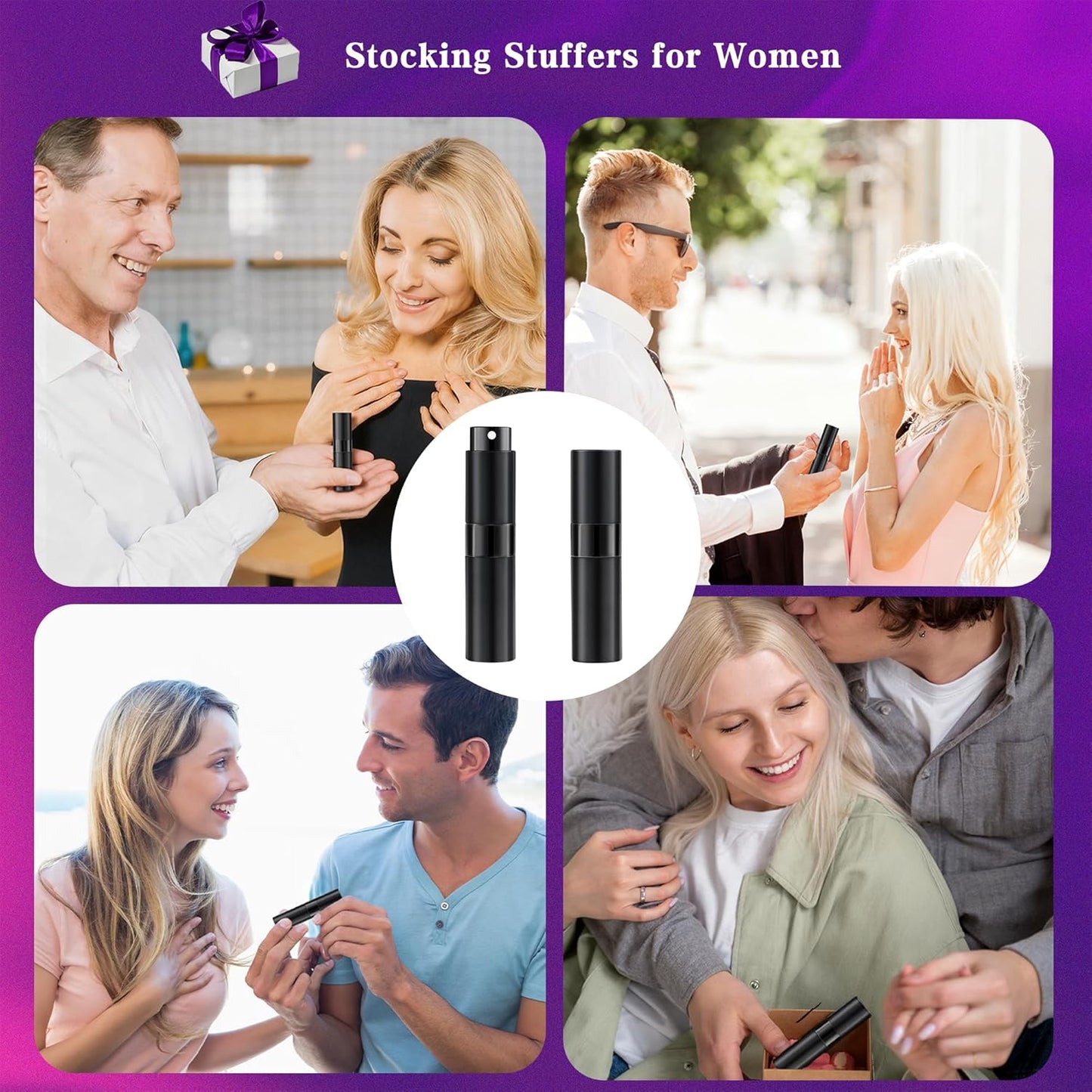 Portable Refillable Perfume Atomizer Bottle - 8ML Travel Size | Ideal Gift for Teens, Adults, Men & Women (Black, 2-Pack)