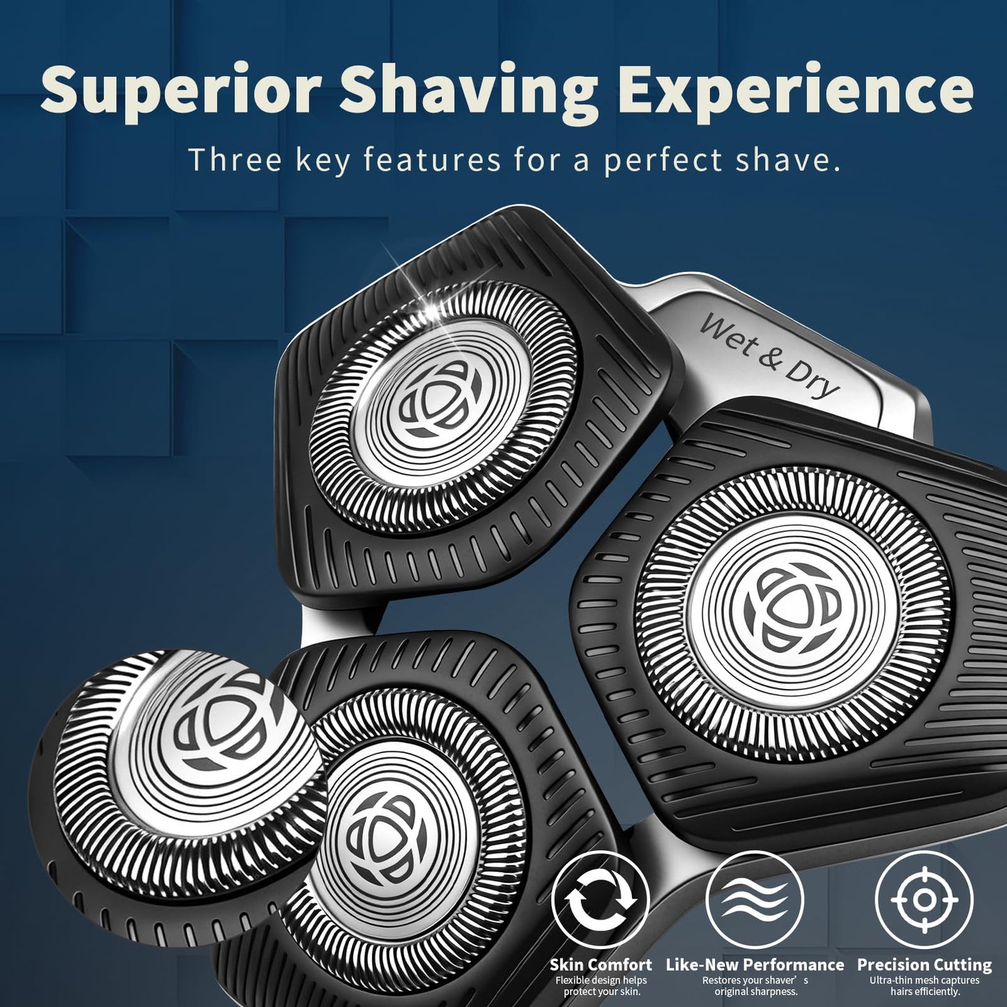 SH71/50 Replacement Shaving Heads Compatible with Phili*s Series S5000 (S5XXX) & S7000 (S7XXX) Shavers-Fits SH60/70, SH70/70 Models (Black-2pcs)