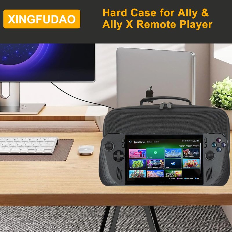 XINGFUDAO Carrying Case Compatible with ASUS ROG Ally X 2024 / ROG Ally 7" 120Hz Gaming Handheld, ROG Ally Game Console Organizer with Large Capacity (Gray)