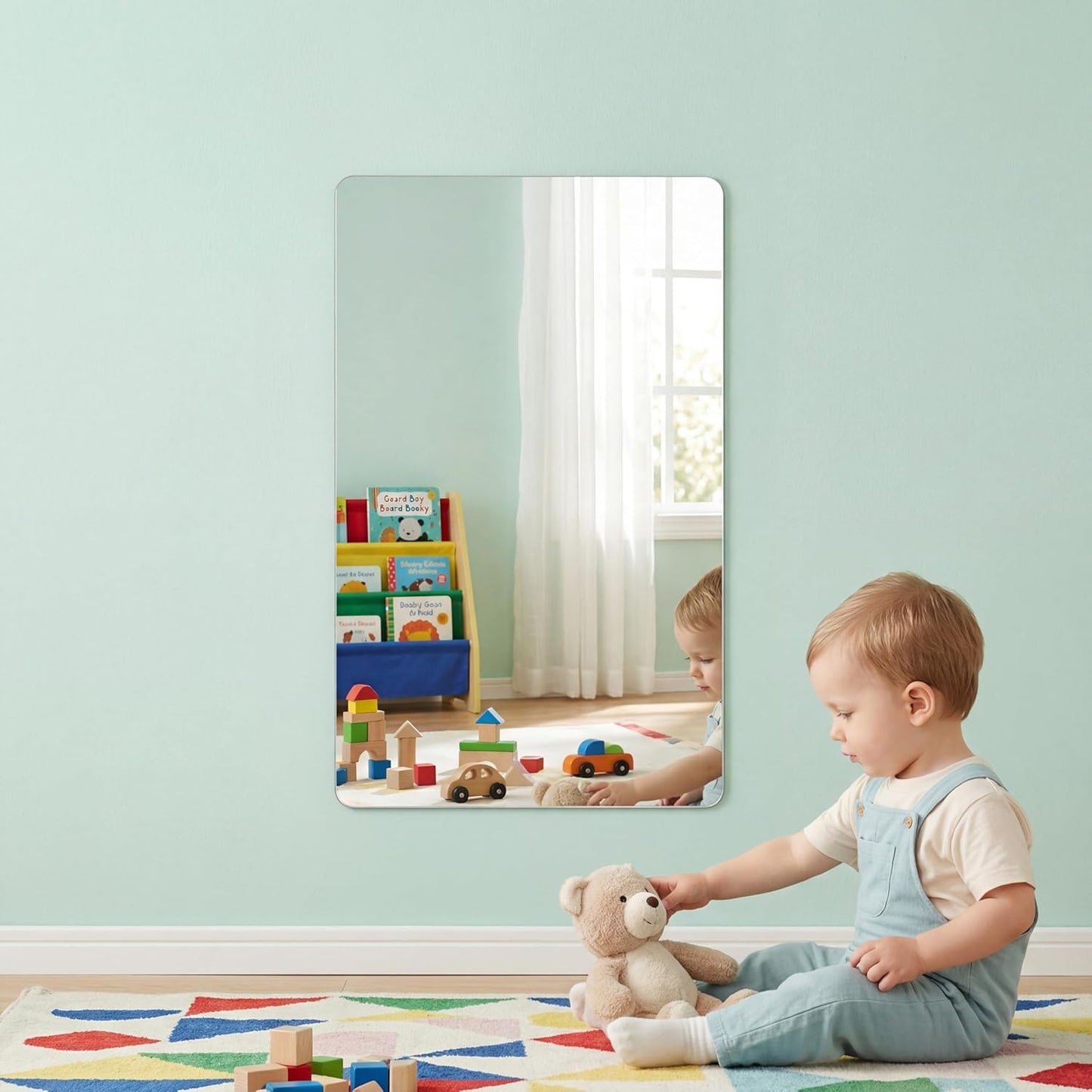 Acrylic Wall Mirror - Shatterproof Self-Adhesive Lightweight 8x10 Inch | Safe Reflective Plexiglass for Kids & Adults