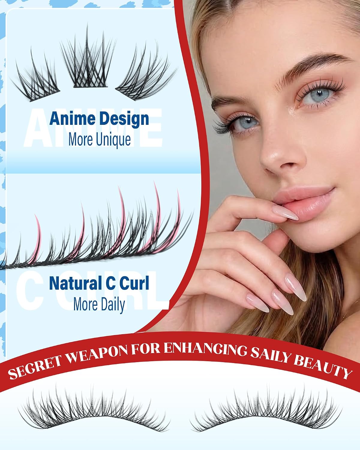 Natural Lash Clusters - Curly Eyelash Extensions for No Makeup Look | 168 Pcs in 8-10-12-14MM