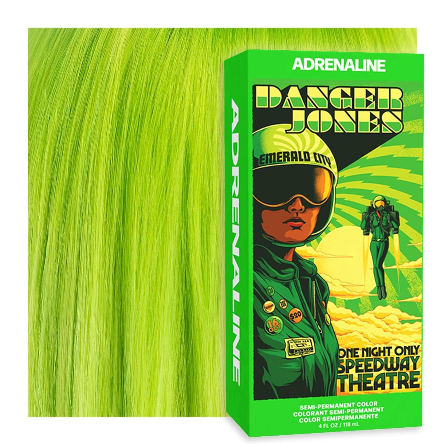 Adrenaline Neon Green Semi-Permanent Hair Color - Vibrant, Long-Lasting Formula