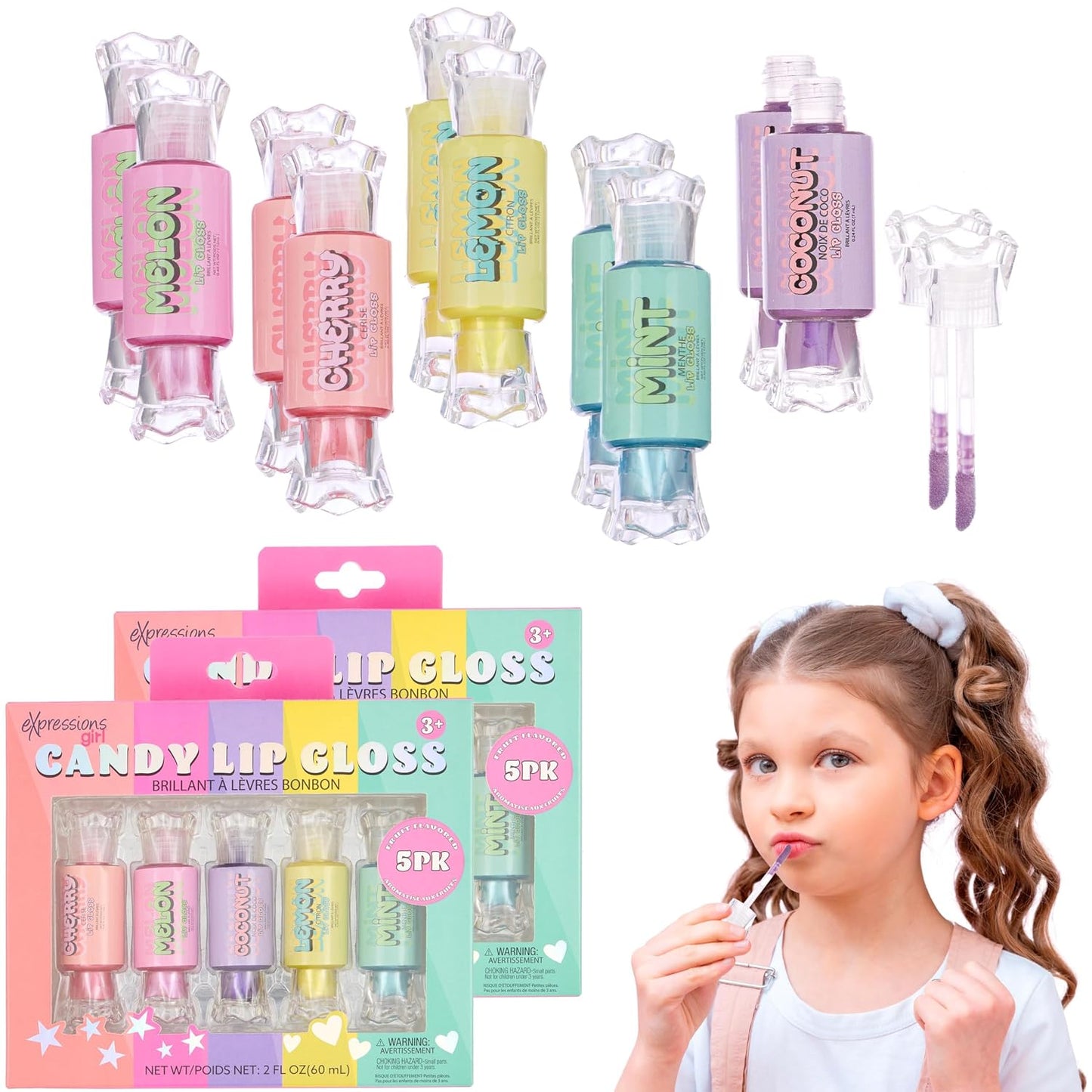 Candy Lip Gloss Set - 10pc Fruity Flavored Tubes with Precision Applicator | Safe & Non-Toxic Gift for Girls
