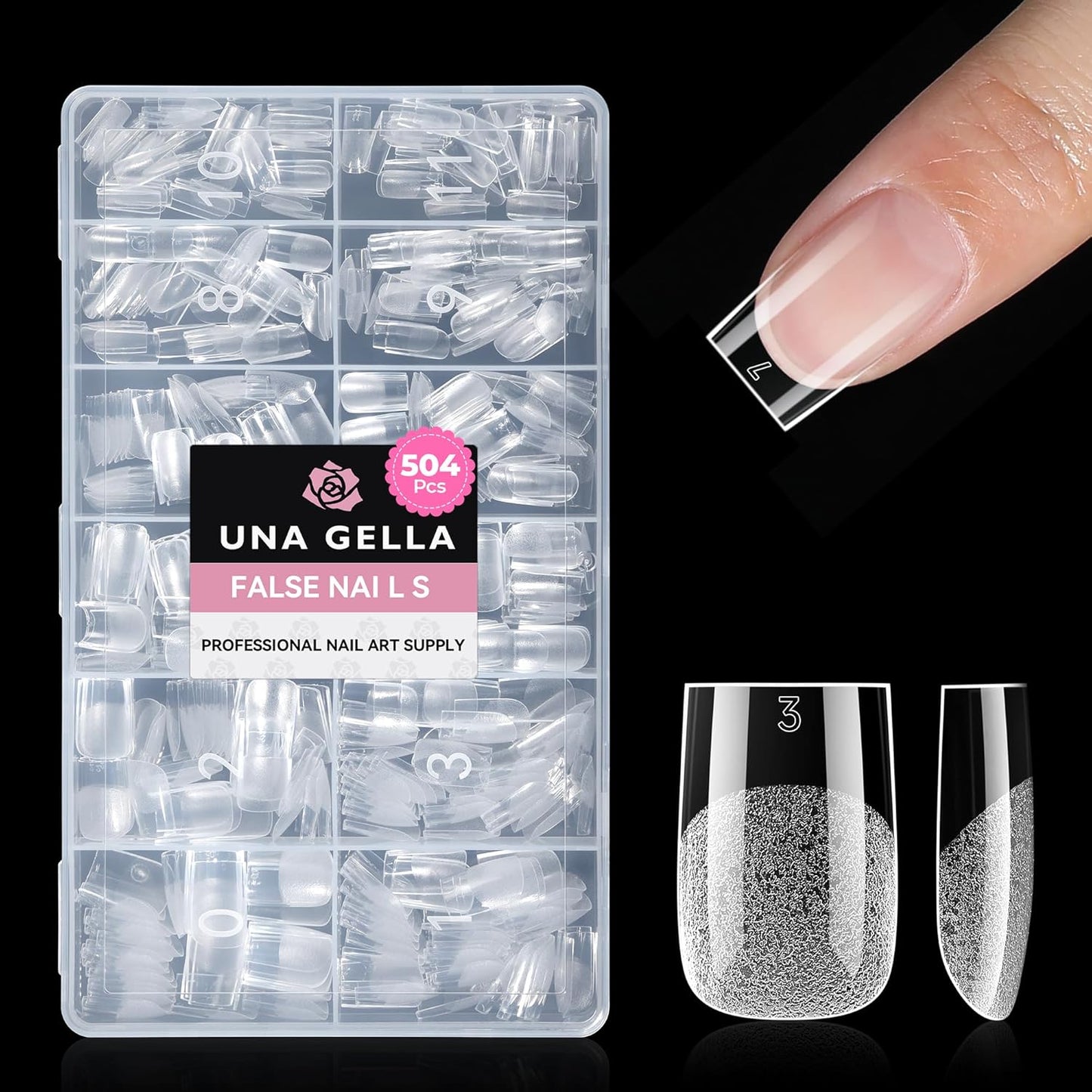 Short Oval Almond Fake Nails - 504pcs Press-On Gel Nail Tips for Home DIY & Salon | 12 Sizes Available