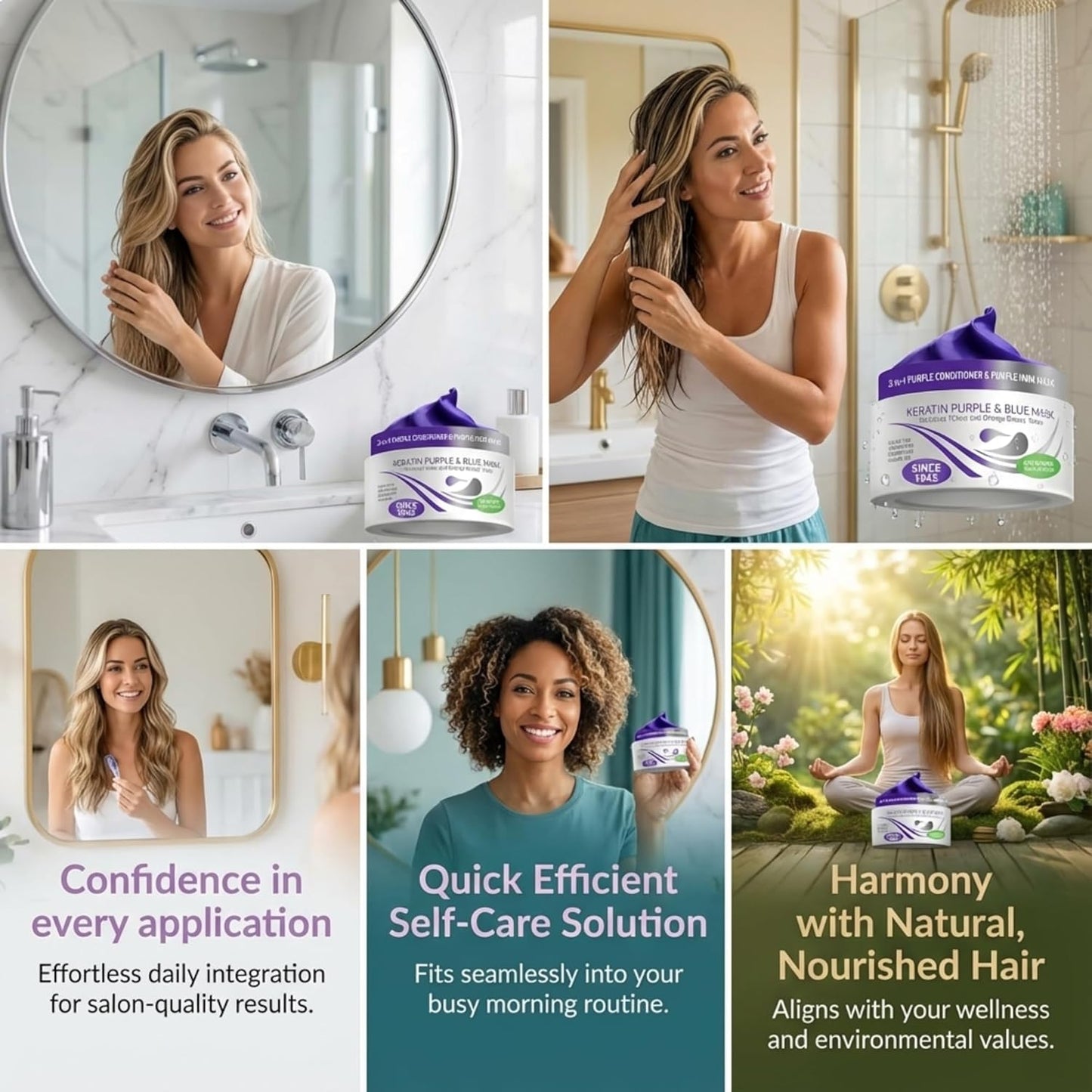 Keratin Purple Hair Mask - Deep Conditioner for Blonde, Silver & Gray Hair | Neutralizes Brassiness