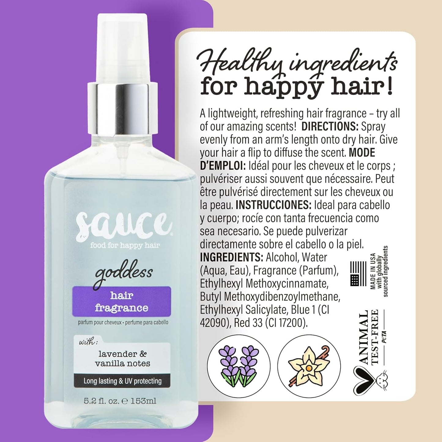 Goddess Hair Fragrance - Long-Lasting White Lavender & Tahitian Vanilla | 5.2 Oz UV Protection & Lightweight Daily Use