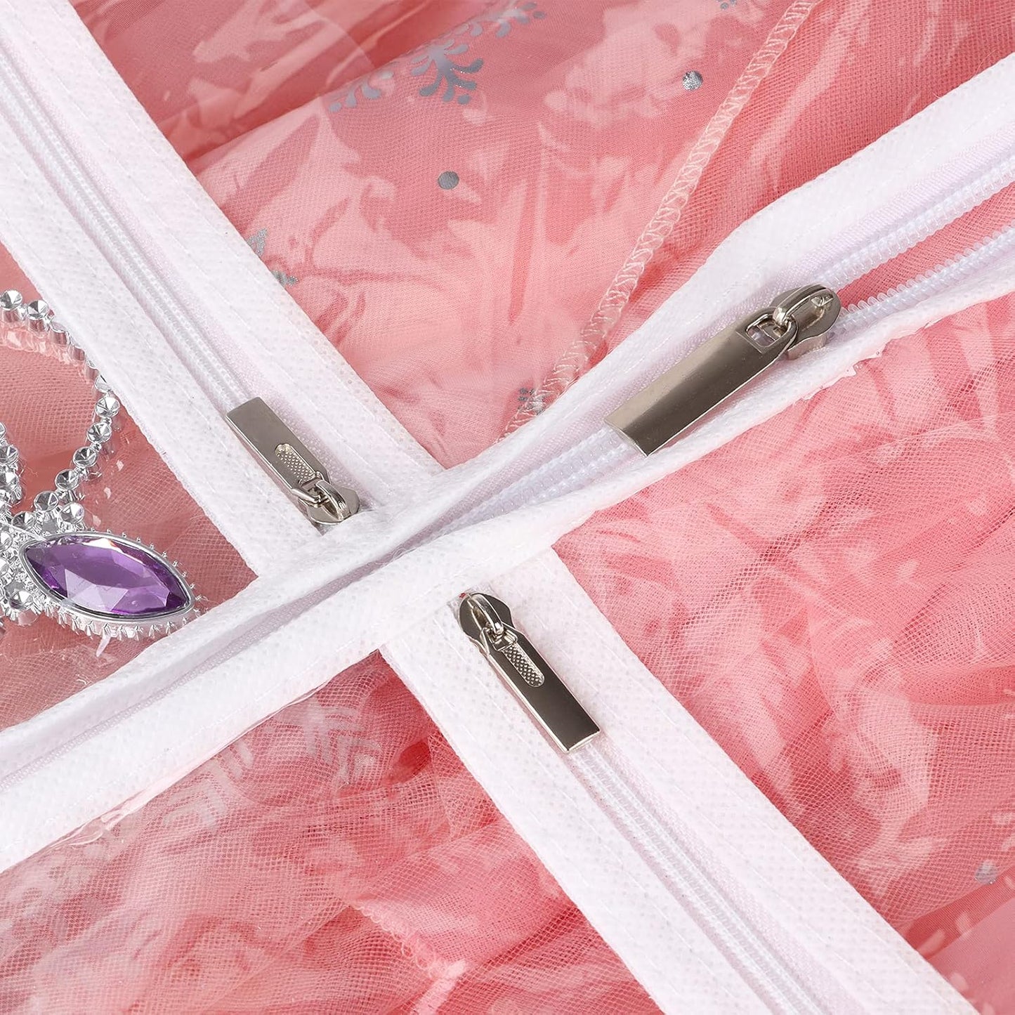 Clear PVC Dance Costume Bags - 40 Inch Garment Bag with 4 Zipper Pockets | 3 Pack for Competitions