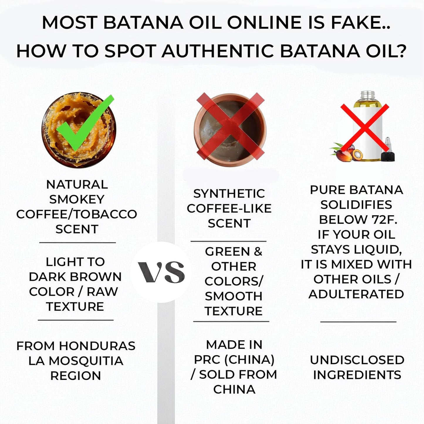 Unrefined Batana Oil for Hair Growth - 100% Raw Pure Treatment for Thicker Hair | 4oz from Honduras