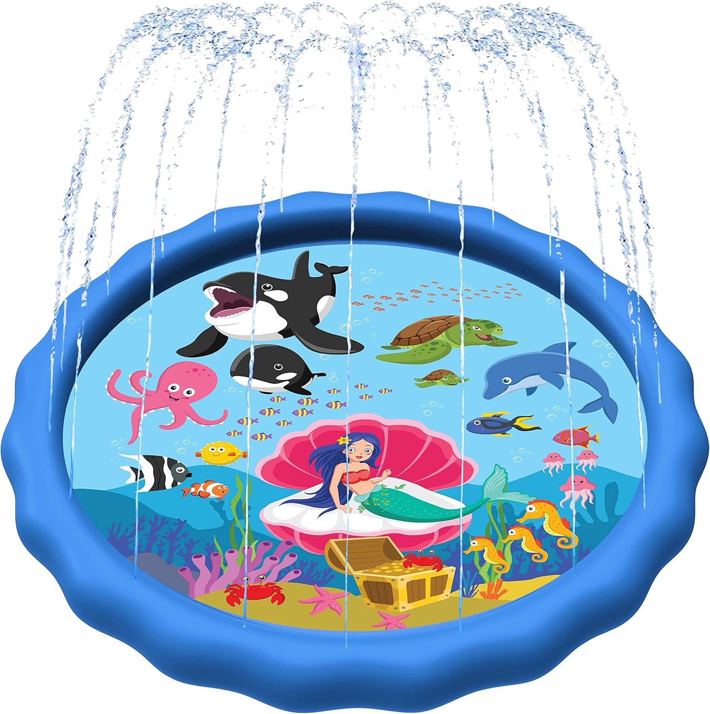SplashEZ 3-in-1 Splash Pad | Toddler Sprinkler Pool for Learning & Outdoor Play - 60’’ Water Toys for Kids