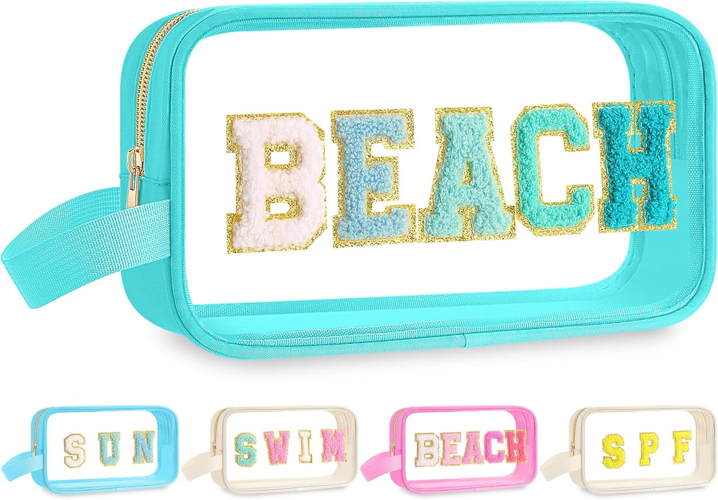 Teacher Survival Kit Bag - Waterproof Clear Makeup Pouch with Chenille Letters | Perfect Gift for Women