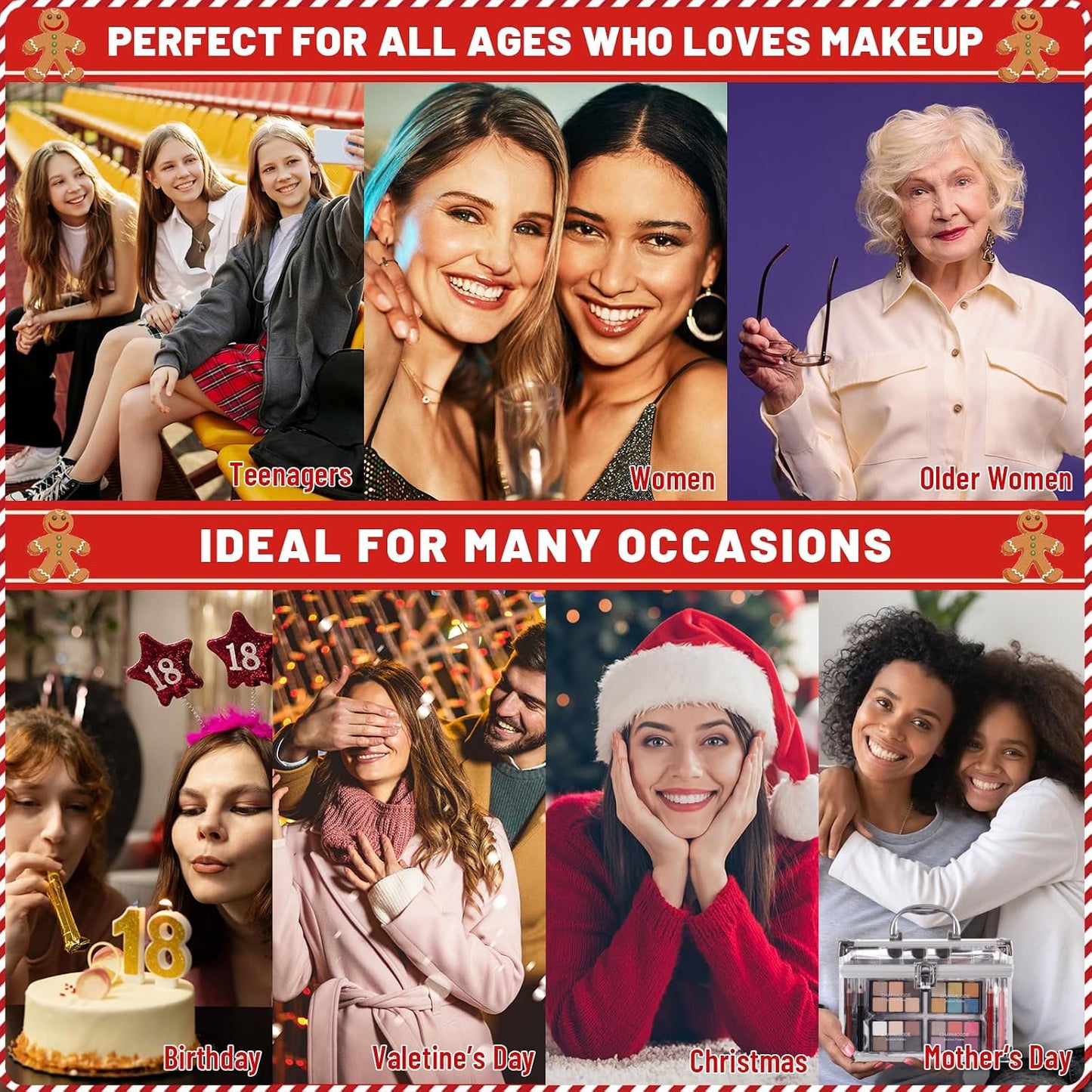 Makeup Kit for Women - Complete Eyeshadow Palette & Lipstick Set | Reusable Train Case Gift for Teens & Pros