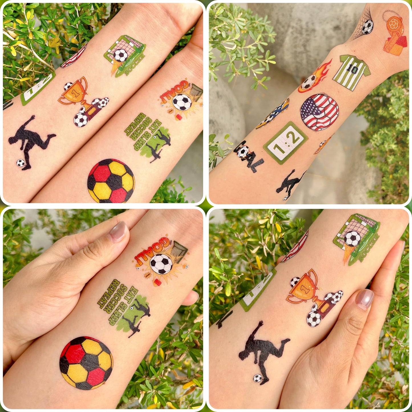 96PCS Soccers Temporary Tattoos Stickers - Sport Soccer Themed Birthday Party Favors Birthday Party Decorations Supplies Accessories Gift Idea For Kids Teen Boys Girls Classroom Prizes Rewards