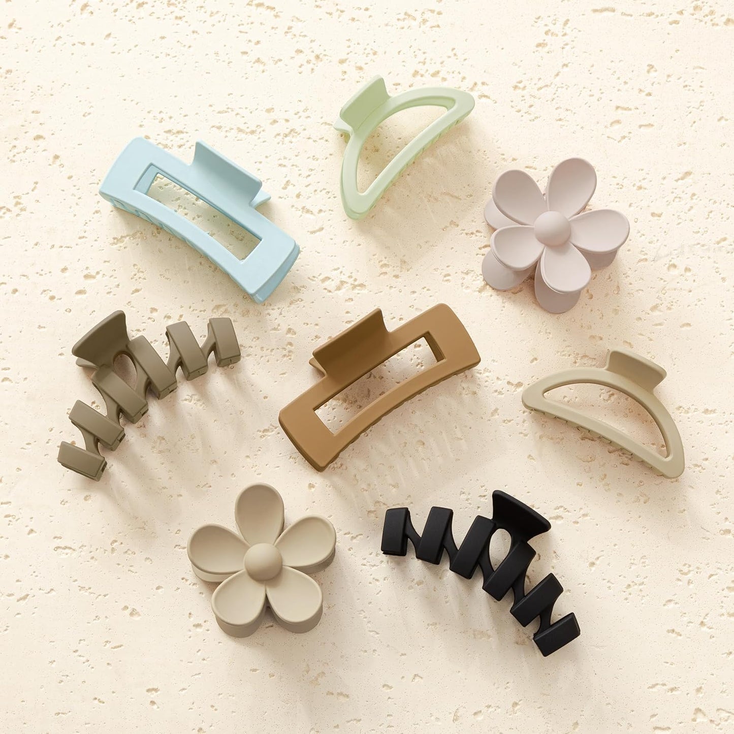 Flower Hair Clips - 8PCS Non-Slip Claw Clips for Thick Hair | Multi-Style Neutral Colors Set
