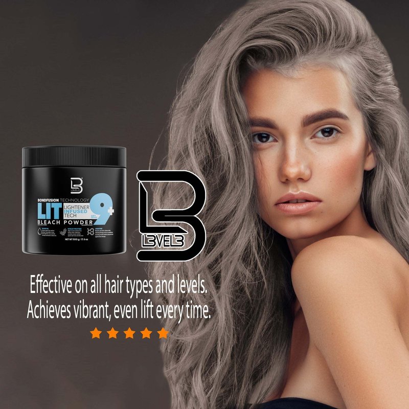 L3 - Level 3 BondFusion LIT Bleach Powder - Hair Lightener with Olive Oil and Wheat Protein to Protect and Fortify Hair - Create Highlights, Balayage or Full Hair Transformation - 500 Grams