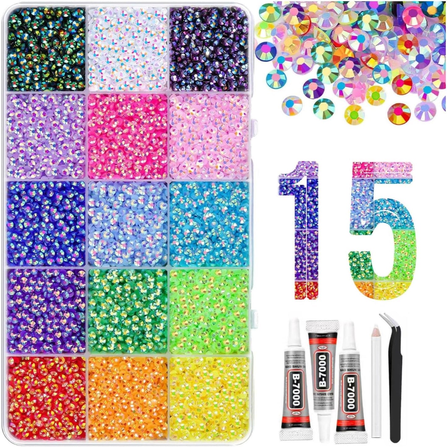 Bedazzler Kit - 3mm Rhinestones & Tools for DIY Projects | 24 Colors, Glue & Pen Included