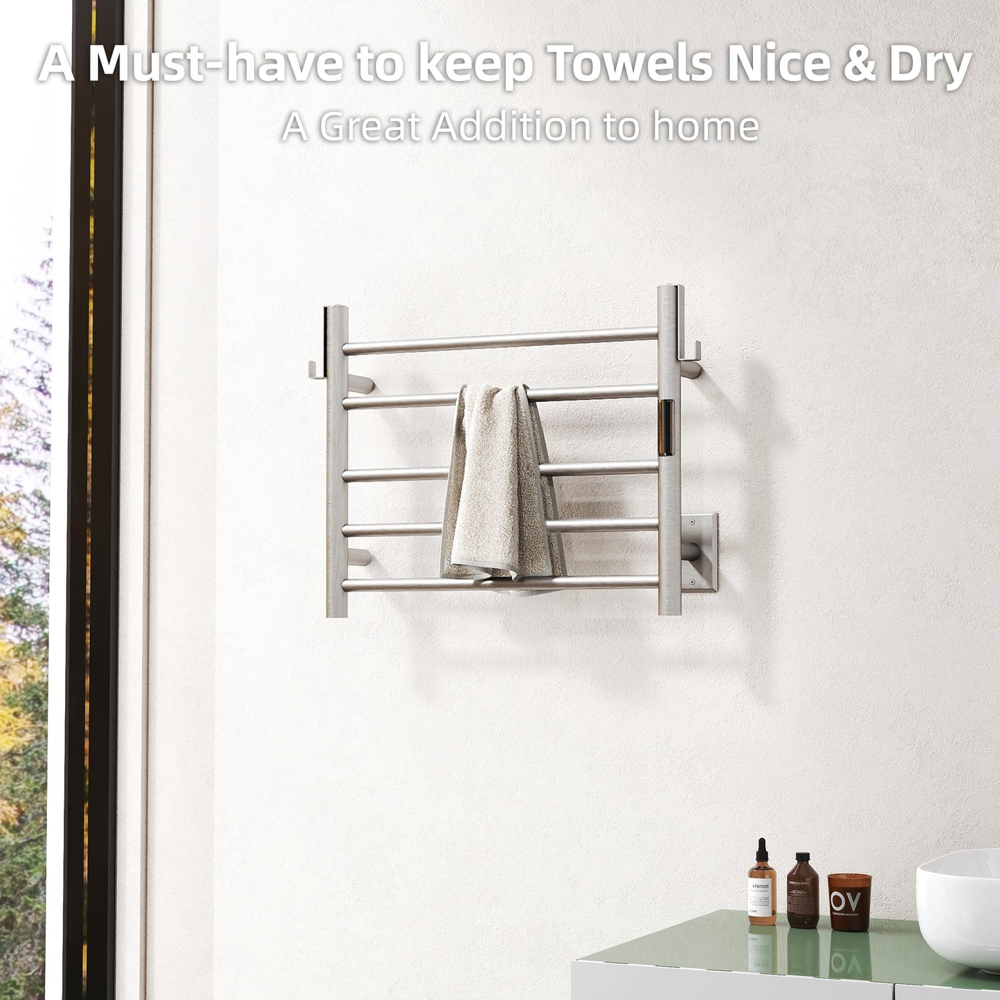 P&Dlusir EL13 Heated Towel Rack, Brushed, 5 Bar
