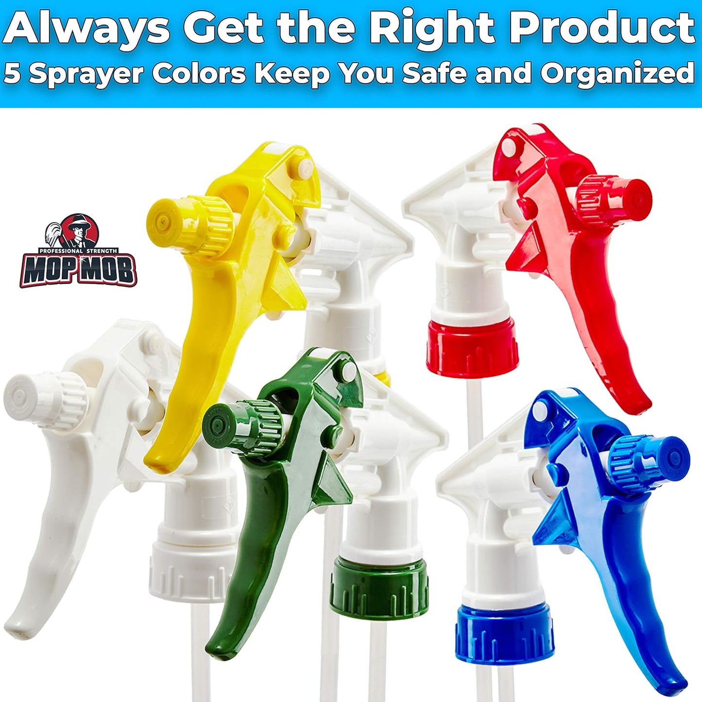 Leak-Free Industrial Spray Heads - Chemical Resistant, Heavy Duty Trigger | 5 Pack for Auto Detailing, Window Cleaning