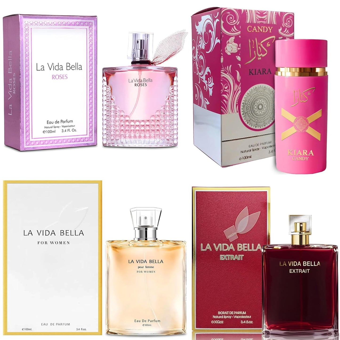 4PCS Women's Perfume Gift Set - Sweet Fruity Vanilla Scents | 3.4 Fl Oz Each