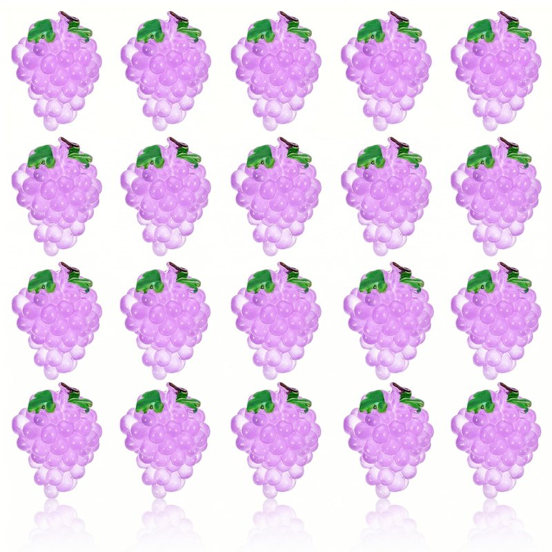 POPETPOP 20 Pcs Mini Artificial Grape, Small Lifelike Artificial Grapes Decor for Home Office Wedding Kitchen Photography Decoration & Craft Models (Purple)