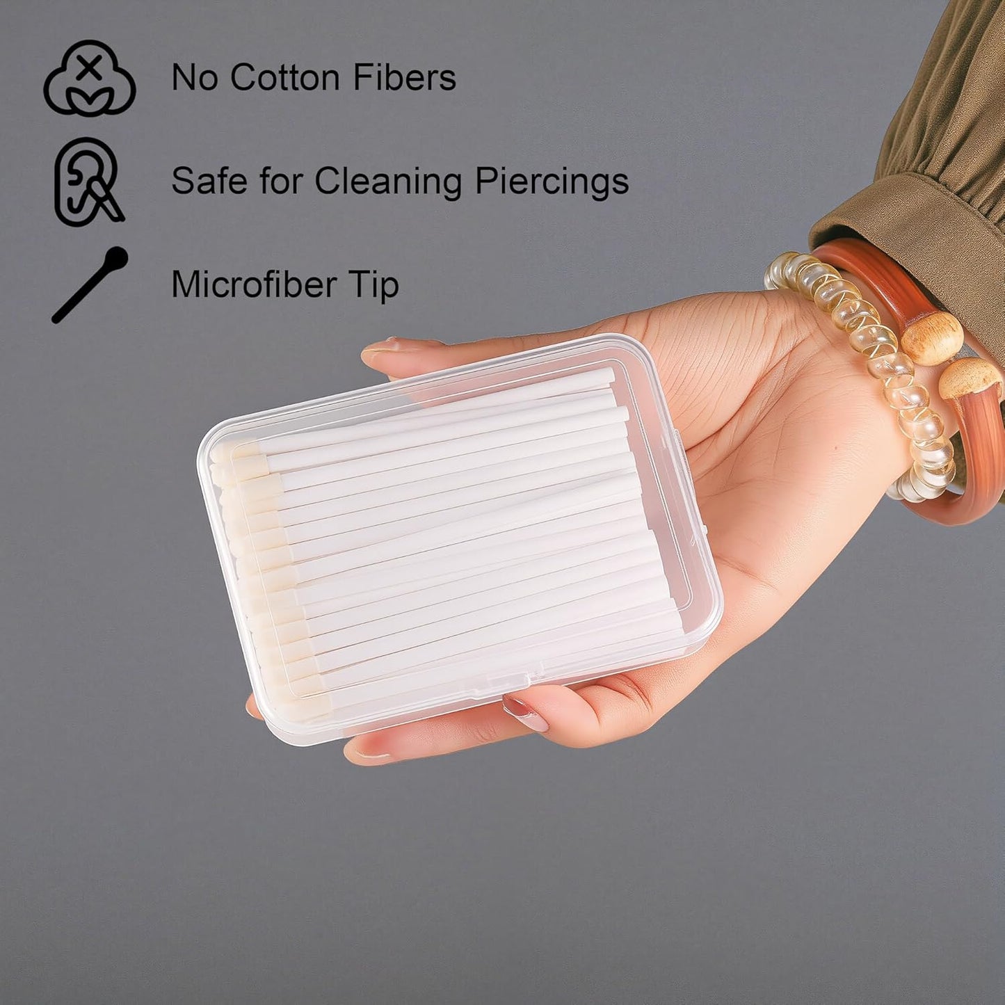Piercing Aftercare Swabs - Lint-Free Microfiber Tips for Ear, Nose & Belly Button Piercings | 50 Count