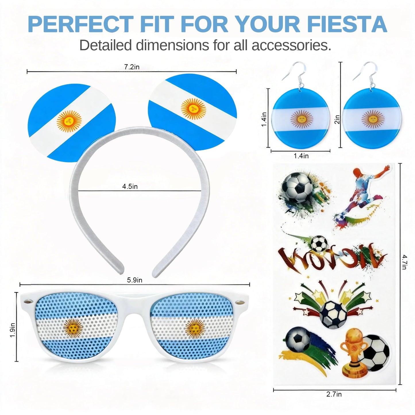 Maillarden 2026 World Cup Party Fan Accessories Set, Includes Headbands, Earrings, Tattoo Stickers and Novelty Glasses