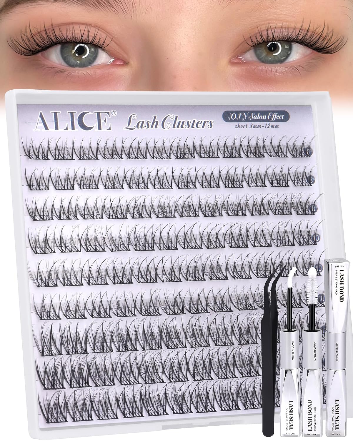 Natural Lash Clusters - Wispy Eyelash Extensions 168pcs | 8-16mm C-Curl, Soft Thin Band for a Natural Look