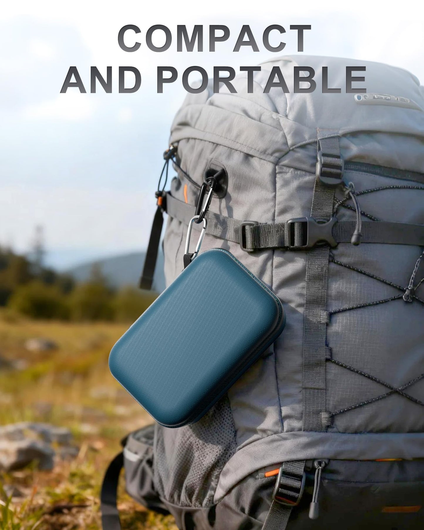 ProCase Hard Shell Travel Case for JBL Go 5/4/ 3/ Go 3 Eco Ultra Speaker, Waterproof Portable Carrying Box for JBL Mini Speaker and Accessories, Storage Bag with Mesh Pocket & Wrist Strap -Blue