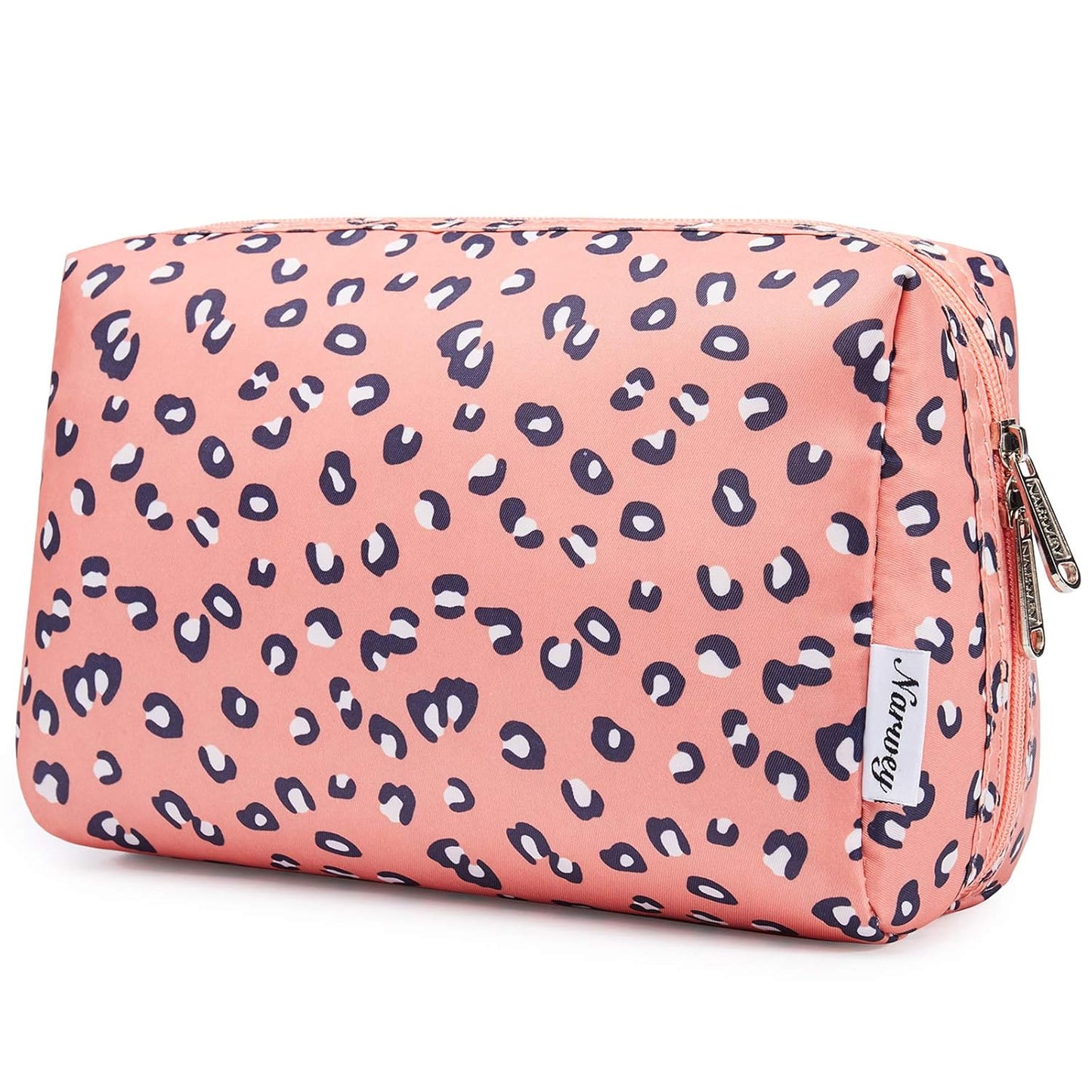 Checkered Makeup Bag - Travel Cosmetic Organizer with Compartments | Large Sky Blue Checkerboard