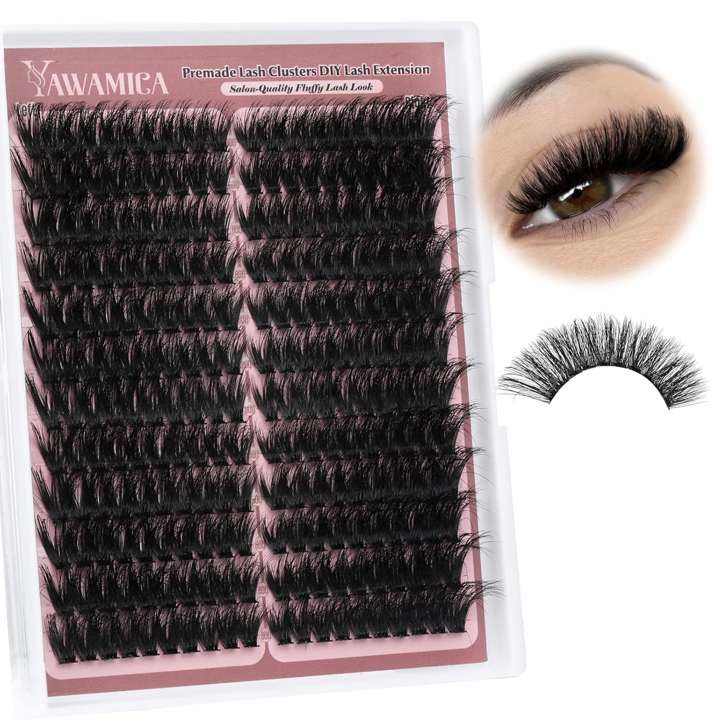 Fluffy Lash Clusters - 10-14mm D Curl Individual Eyelash Extensions | Thick 200D Volume for Soft Glam