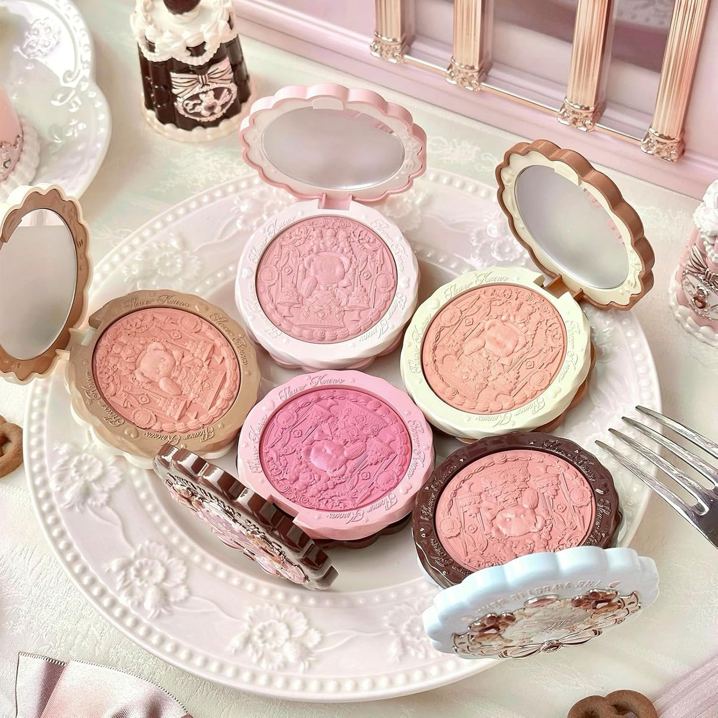 Sweetie Bear Collection Silk Satin Blush - Talc-Free Rose Pink Powder, Highly Pigmented & Buildable | 01 Shimmer Soufflé