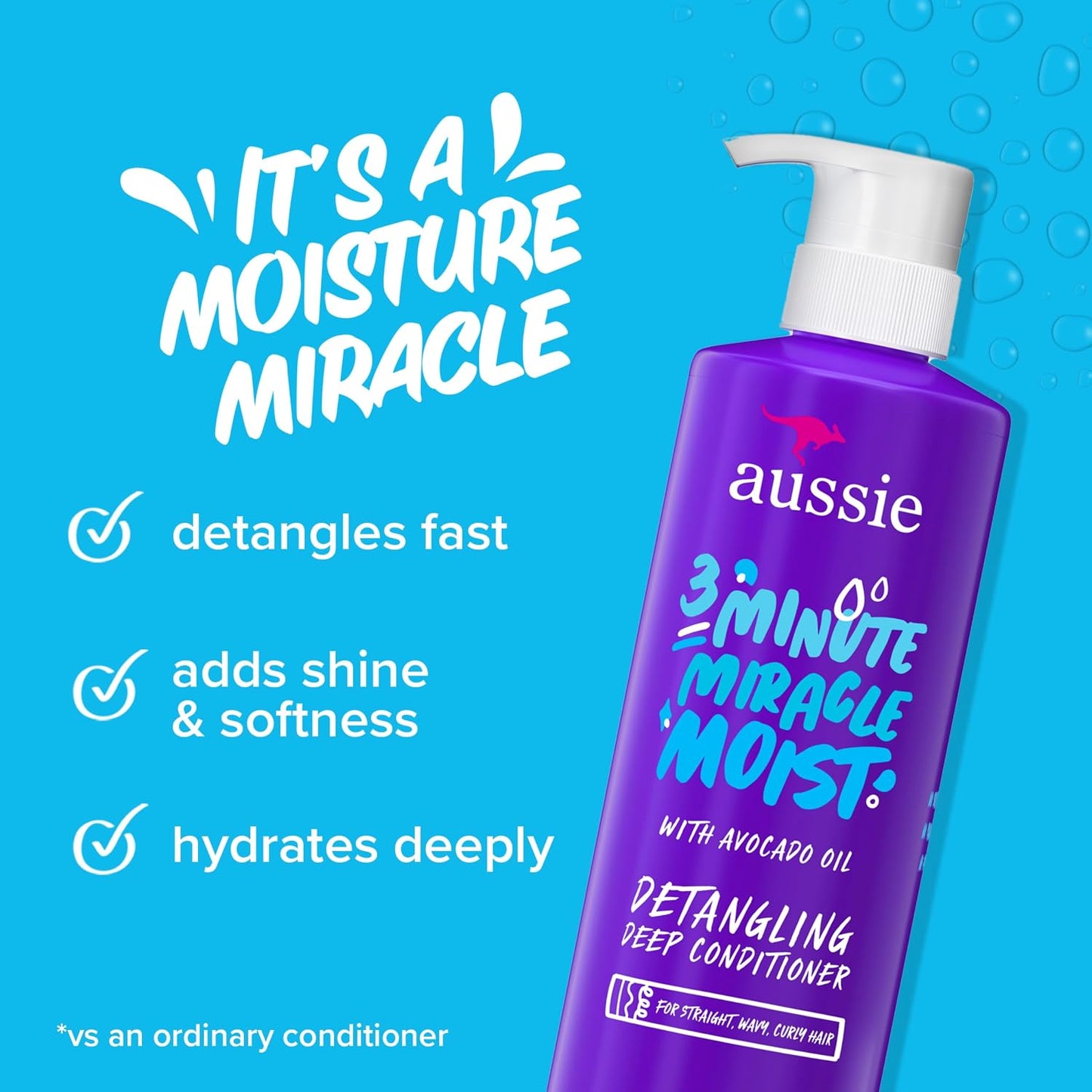Aussie 3 Minute Miracle Moist Deep Conditioner - Nourishing Avocado & Jojoba Oil | 16 Fl Oz Each, Triple Pack