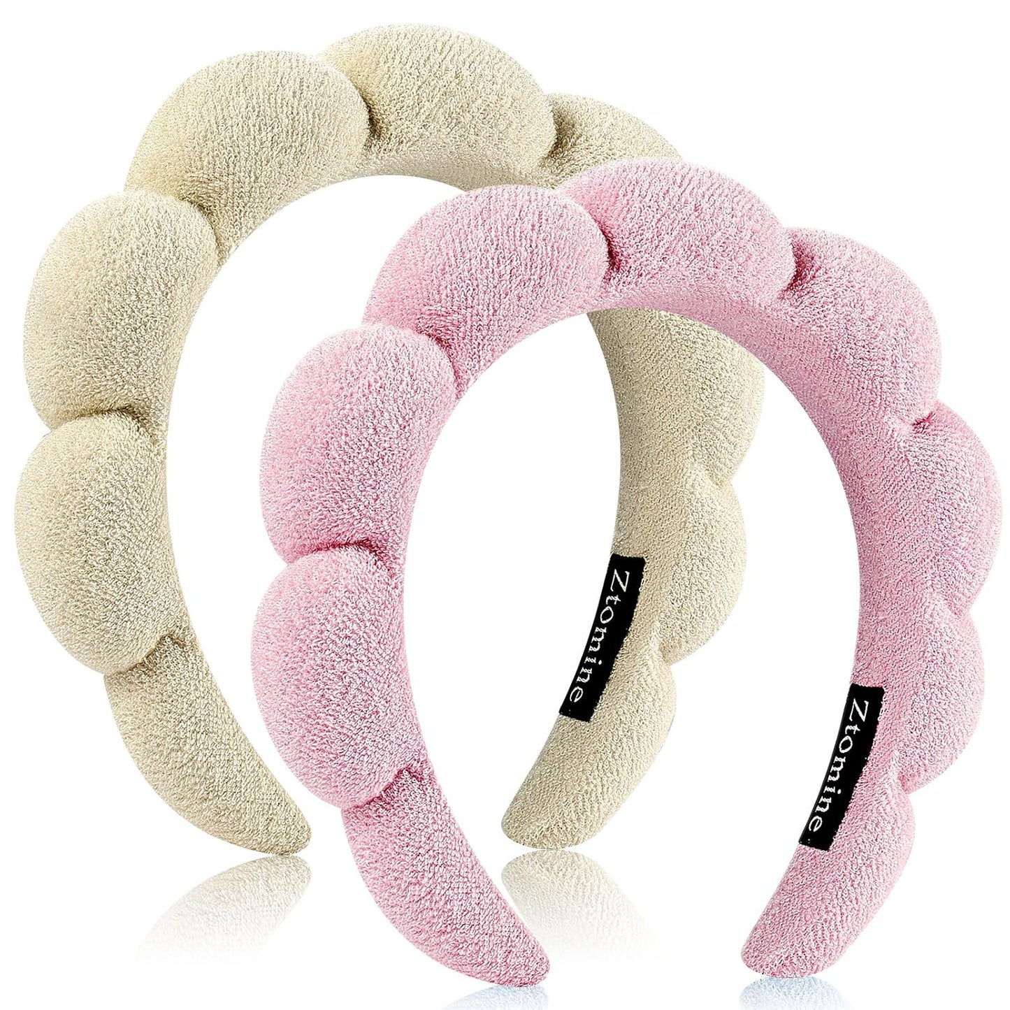 Spa Headbands for Face Washing | Soft Cotton Terry Cloth Set of 2 - Pink & Blue