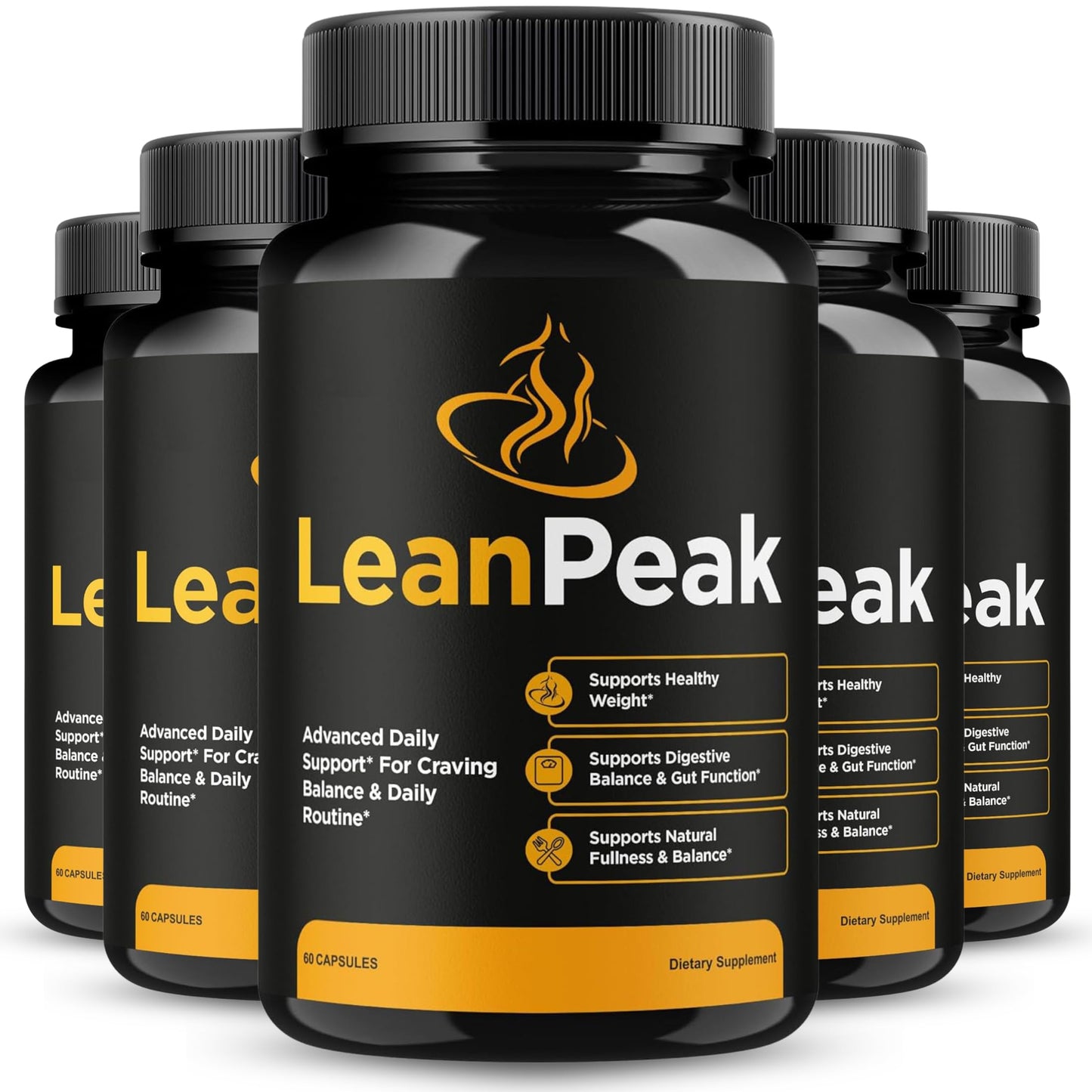 Original Lean Peak Advanced Pills Capsule, Advance Premium Official Leanpeak Formula, Natural Ingredients for Overall Health & Balanced Healthy Lifestyle | 60 Capsules Each Bottle (Pack of 5)